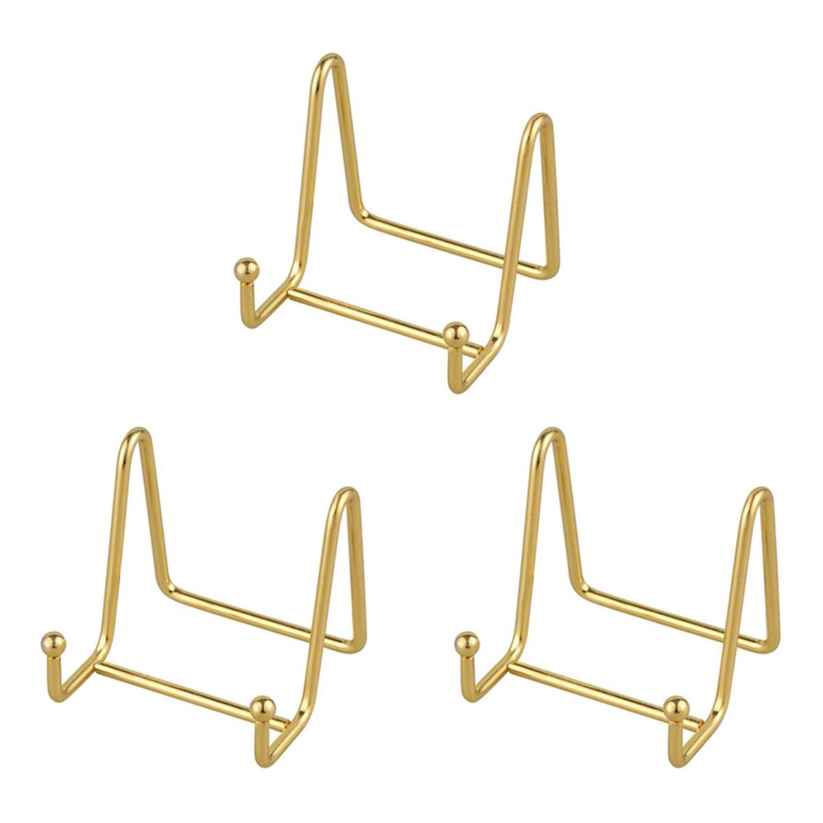 3 Pack Plate Stand for Display Gold Iron Easel Plate