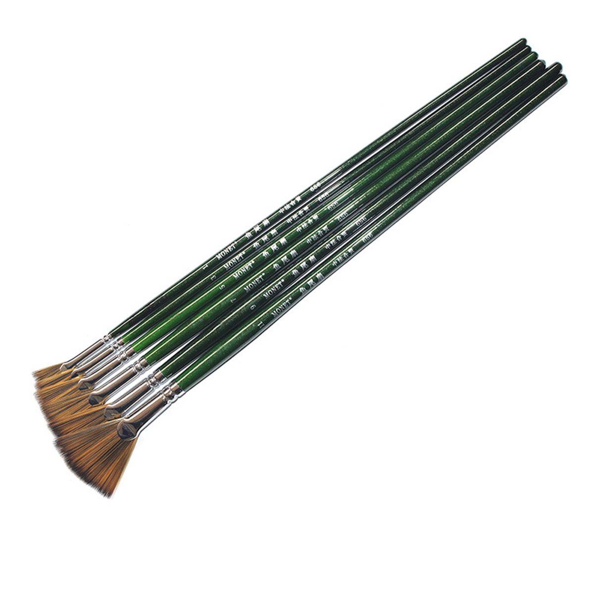 7pcs Paint Brushes Set Fan Brush Nylon Hair Long Wooden