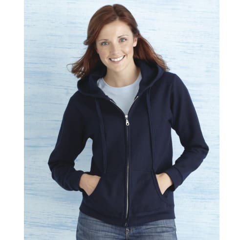 Women's Black Plain Zip Hoody Sweatshirt