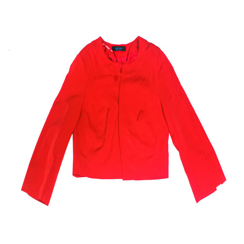 Cropped Long Sleeved Blazer - Red