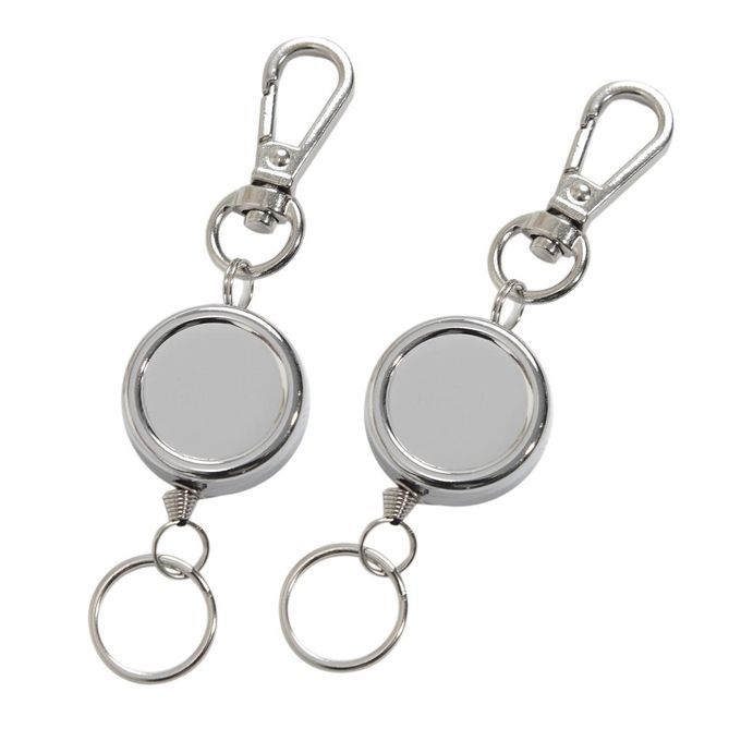 Prettyia 2x Retractable Carabiner  Keyring Key Chain Ring Card Holder