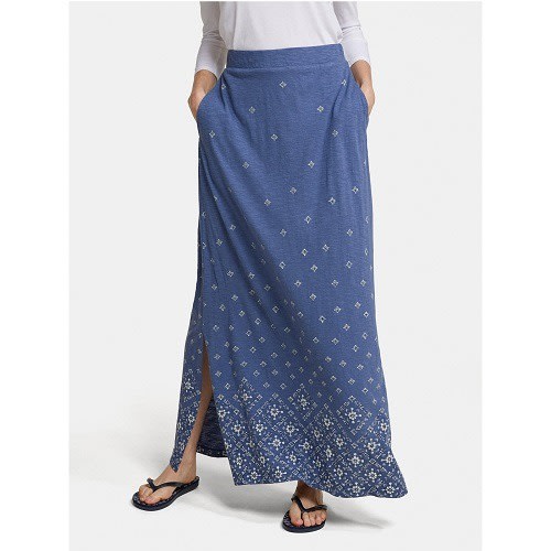 Jenna Tile Border Maxi Skirt  - Indigo