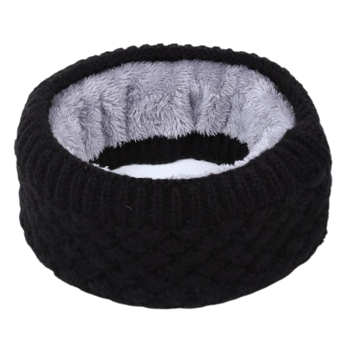 Couple Neck Scarf Thicken Unisex Fleece Elastic-Black