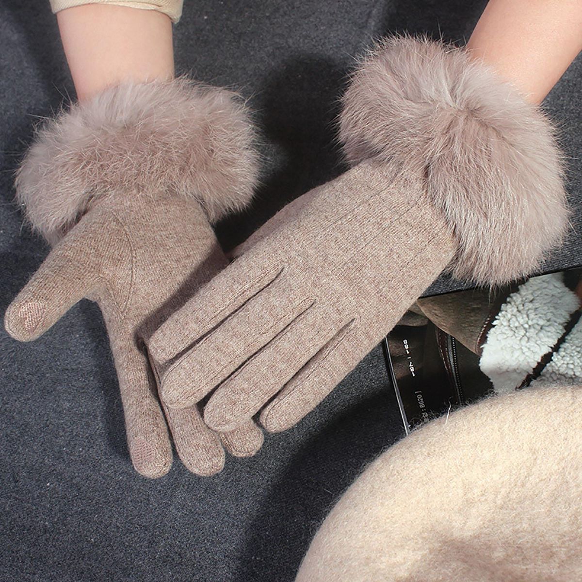 1 Pair Adults Winter Thermal Girls Cycling Bike Khaki