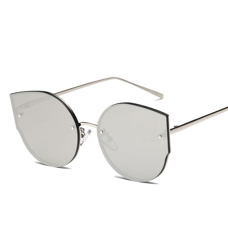 Rimless Flat Lenses Metal Frame UV400 Sunglasses For Women