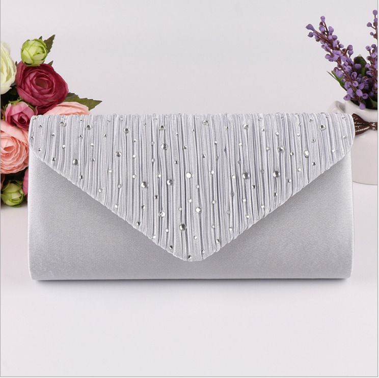 (Silver)Women Glitter Wallet Clutch Bag Ladies Tassel Evening Wedding Handbag Party Prom Coin Purse Chain WAR