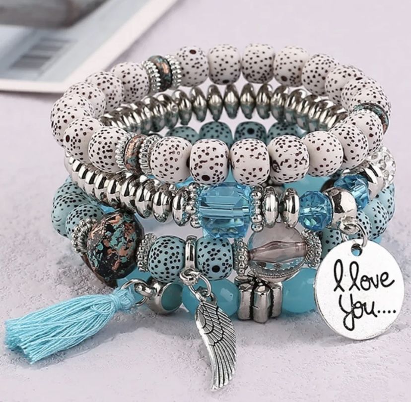 Bohemian Hearts Love Beaded Bracelets Set
