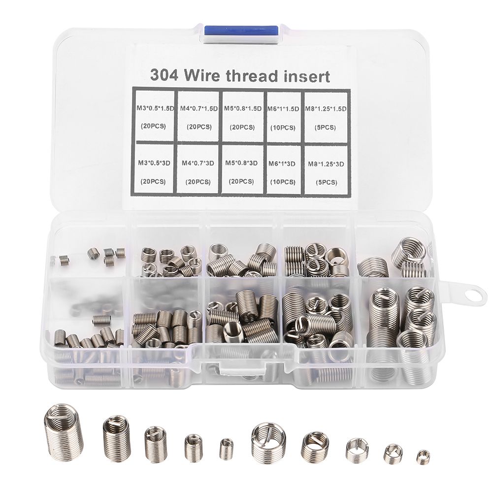 150pcs M3-M8 Stainless Steel SS304 Coiled Wire Helical