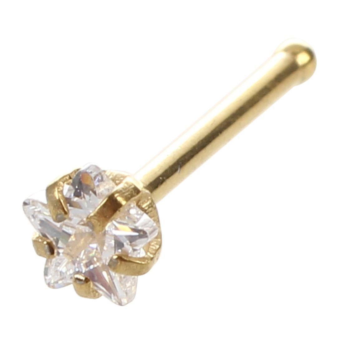 Star Gem Prong Set NOSE BONE RINGS STUDS Piercing Gem