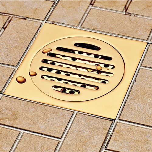 10*10cm Bathroom Floor Drain Gold Shower Square Drain
