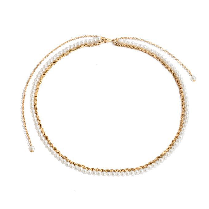 Body Jewelry White Pearl Waist Chain White