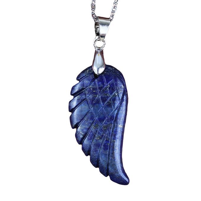 Women Carved Angel Wing Faux Gem-Lapis Lazuli#
