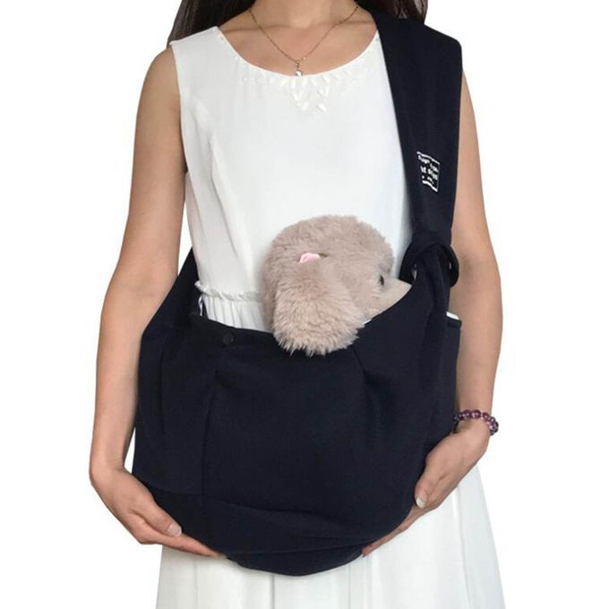 Comfortable Pet Sling Bag Cat Rabbit Hands-Free Pouch Dog Black