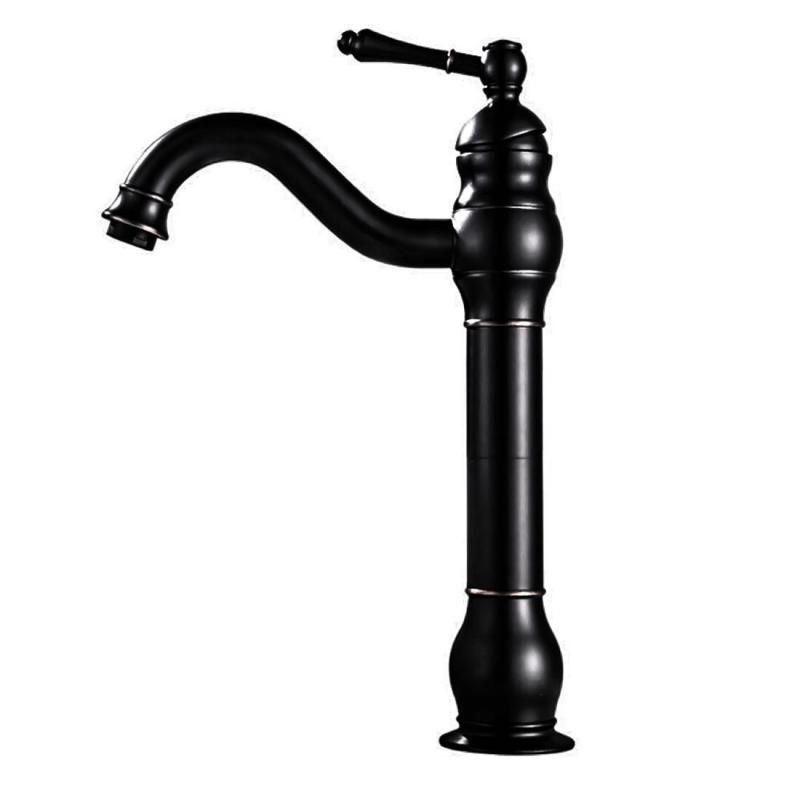Retro Black Bathroom Faucet Single Lever Basin Sink Tap