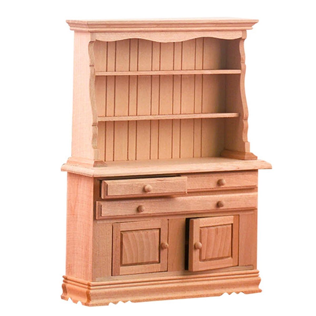 Mini Cabinet Model DIY Bookcase with Simulated Furniture Model Ornaments Wooden Color