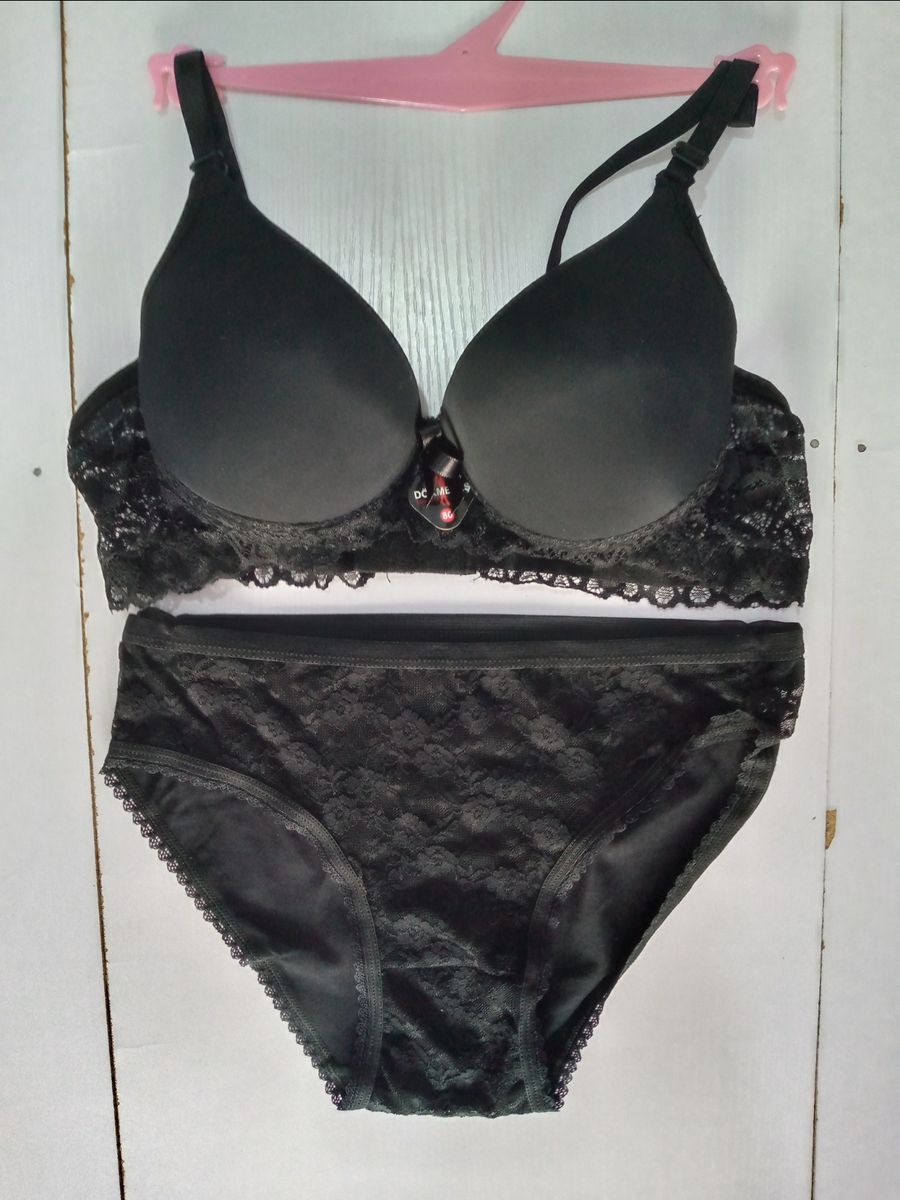 2 In 1 Black Padded Underwire Turkey Bra (EU 90/85/80/75) + Pant