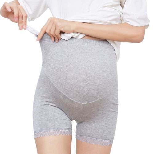 Womens Maternity Panties Shapewear Mid-Thigh Pettipant Seamless Soft Abdomen Underwear For Pregnant Women Cotton Clothes(#White)