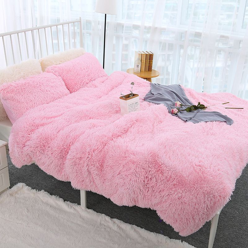 Soft Warm Bedding Throw Blanket Plush Fluffy Faux-Light Pink