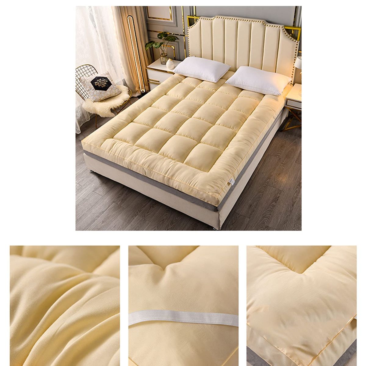 Luxe, Fluffy, Quality 6cm Super Thick, Mattress Topper- Cream