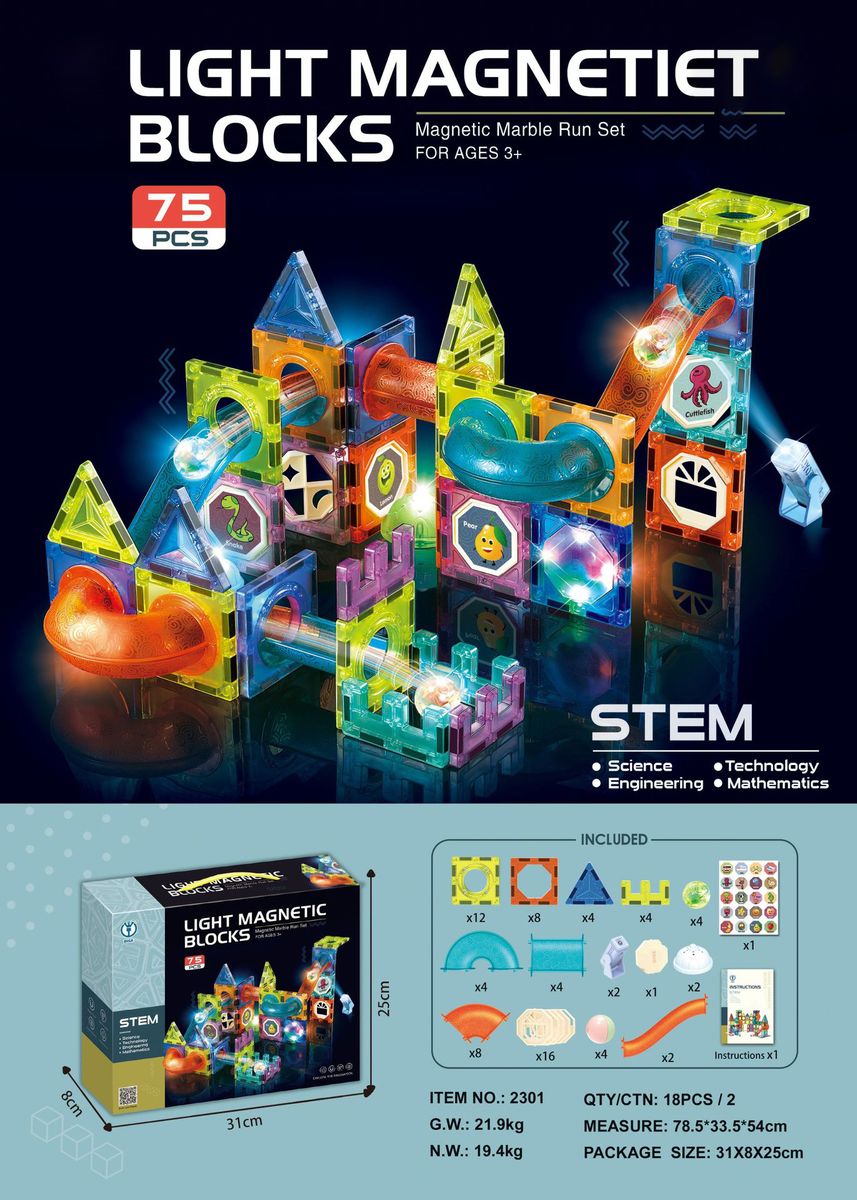 Kids Magnetic Tiles Building Set, Marble Run Race Magnet Blocks Learning Educational Toys,Magic