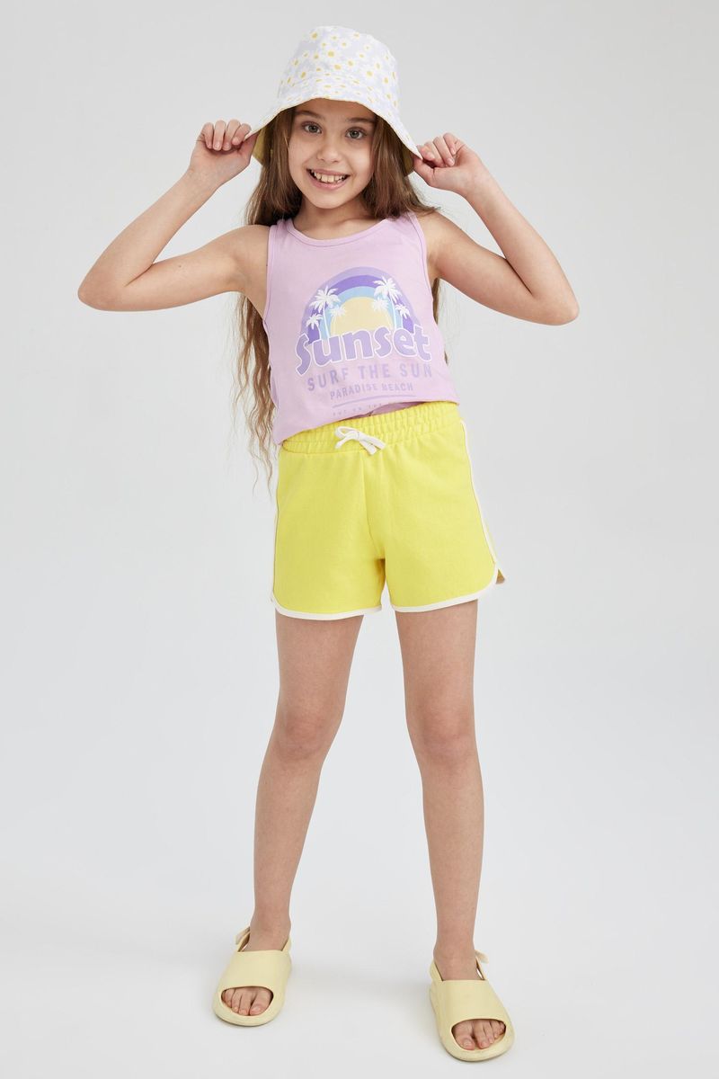 Girl Casual Knitted Short - Yellow