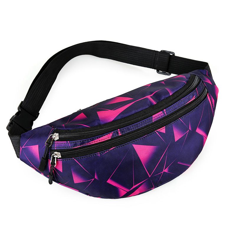 Cross Body Bag Light Nylon Double Layer Waist Bag - Purple