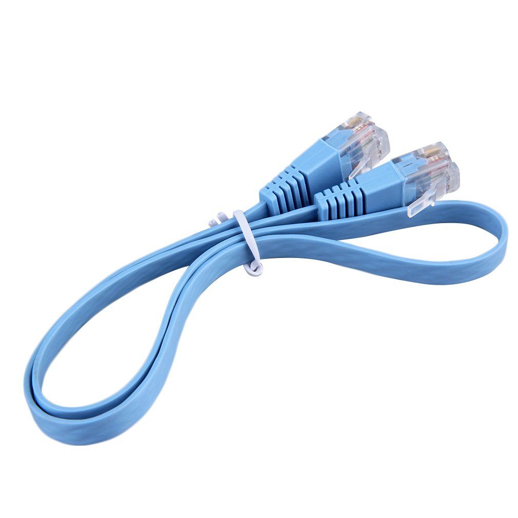 1pcs RJ45 CAT6 8P8C Flat Ethernet Patch Network Lan Cable 0.5m Cable Blue