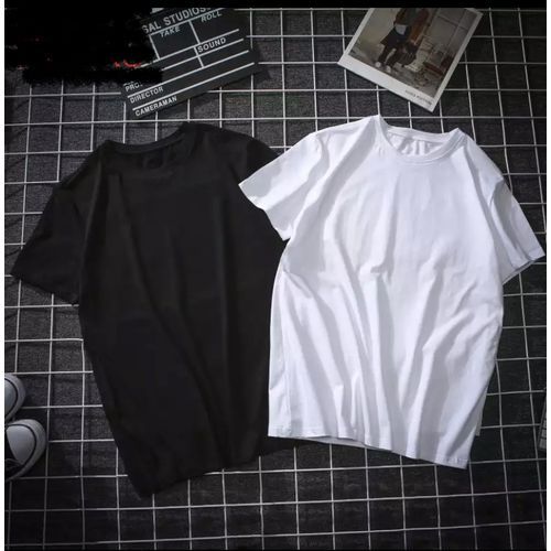 2 SET Men And Women Plain Round Neck Polo
