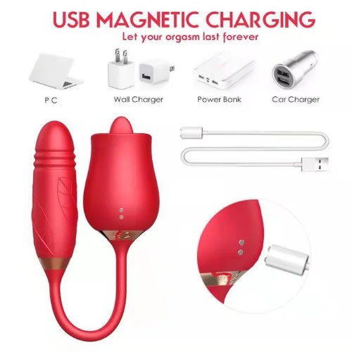 Rose Sucking Vibrator  - 10 Speed Vibrating Clit & Nipple Sucker - Sex Toy