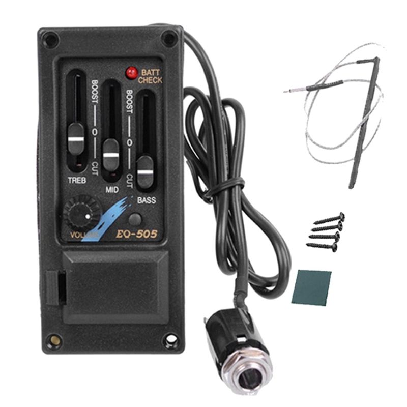 EQ-505 Guitar Saddle Pickup 3 Bands EQ Equalizer Left Hand Acoustic Guitar Preamp Sys