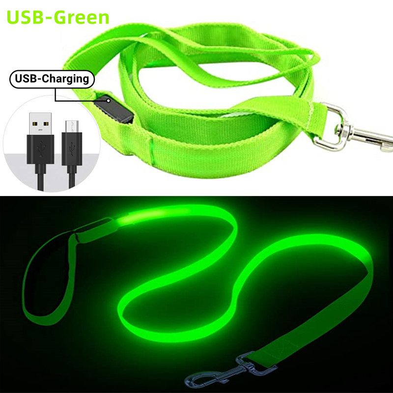 Led Pet Dog Leash Rope With Light Luminous Lead Leash USB Ch