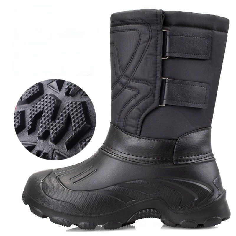 Winter Men's Waterproof Outdoor Snow Boots Men's Fishing Safety Rain-BK