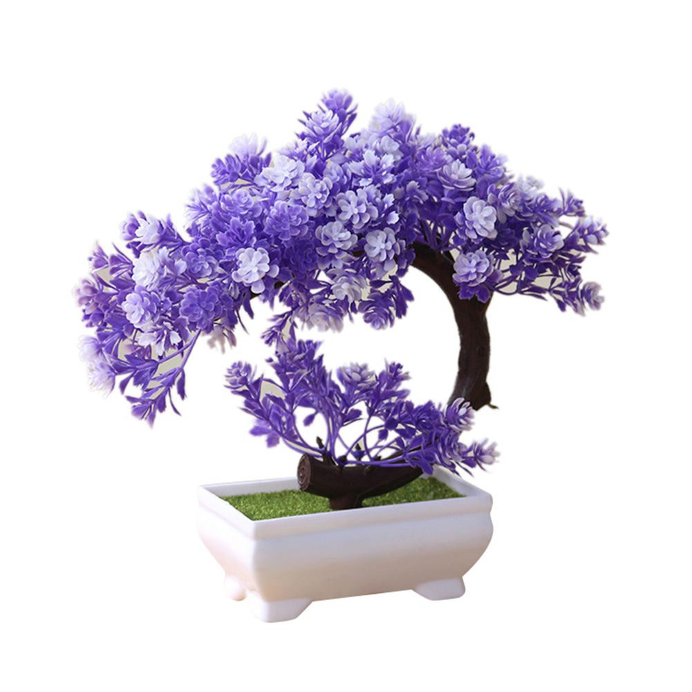 Simulation Fake Potted Bonsai Tree Artificial Plant-Purple