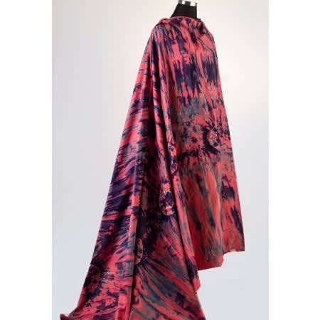 Adire Fabric - Coral And Dark Blue - 4 Yards