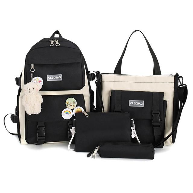 4pcs School Backpack Set Tote Bag Schoolbag Travel Bag