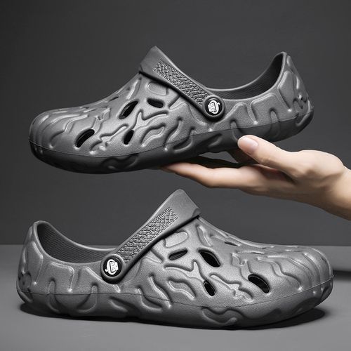 Summer Sandals Men's Shoes Big Size 40-49 Hollow Out Clogs For Men Casual Flat Sandals Garden Water Shoes Male Beach Sandals Soft Eva Waterproof Designer Sneakers Grey
