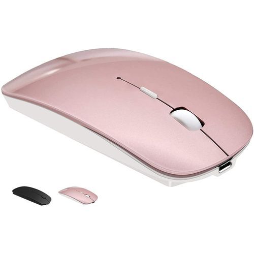 2.4GHz Ultrathin Silent Rechargeable (Dual Mode) Wireless And Bluetooth Notebook PC Mouse (Rose Gold)