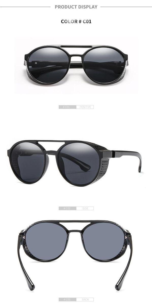 Men's Glasses Punk Retro Round Couple Sunglasses C2