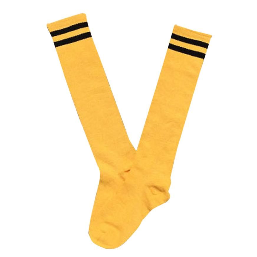 (Yellow  Kids)Children Sport Football Soccer Long Socks Over Knee High Sock For Boys Girls Bas SMA