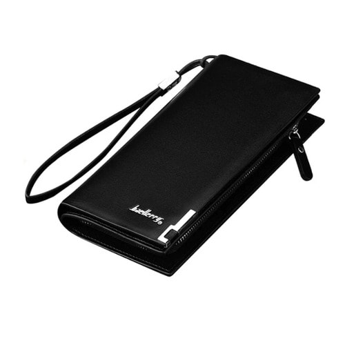 Baellery Long Wallet With Strap Handle For Men - Black