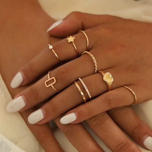 8pc Gold Plated Knuckle Ring Set