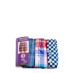 Boys Plaid Woven Boxers - Colour May Vary--- 3 In 1 Pack