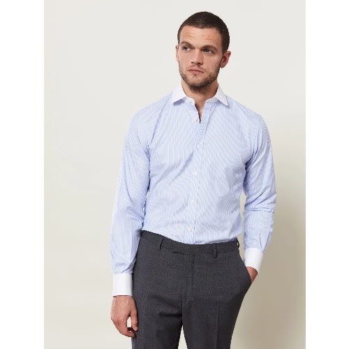 Slim Fit Stripe Double Cuff Shirt