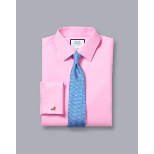 Men Formal Dress Shirt With Matching Tie - Pink Shirt & Blue Tie