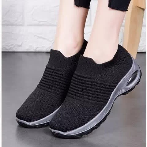 Fashion Front Ladies Stockings Sneakers - Black