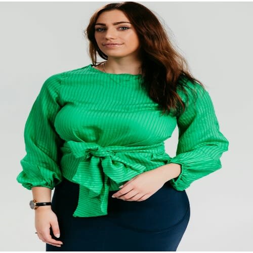 Sofia Green Front Tie Blouse