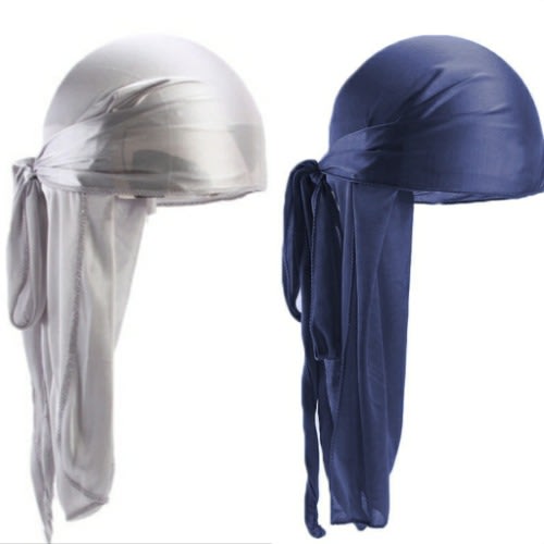 2 In 1 Silky Durags(Grey & Navy blue)