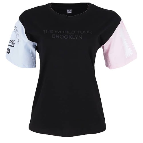 Round Neck 2 Toned Top - Black