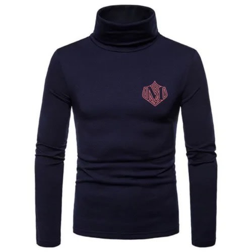 Crested Turtleneck Long Sleeved Tshirt - Navy Blue