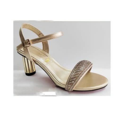 Leather Hold Strapped Gold Heel Sandal